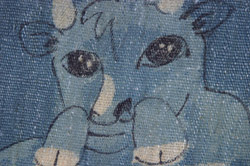 Detail showing painted indigo highlights